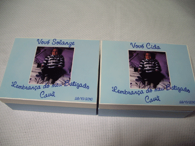 Caixa personalizada para padrinhos de batizado